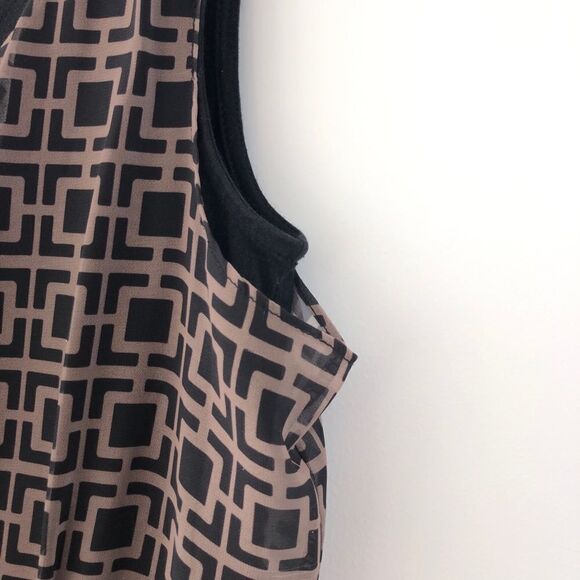 Banana Republic Lattice Print Chiffon Tank Dress In Brown & Black - Picture 3 of 10